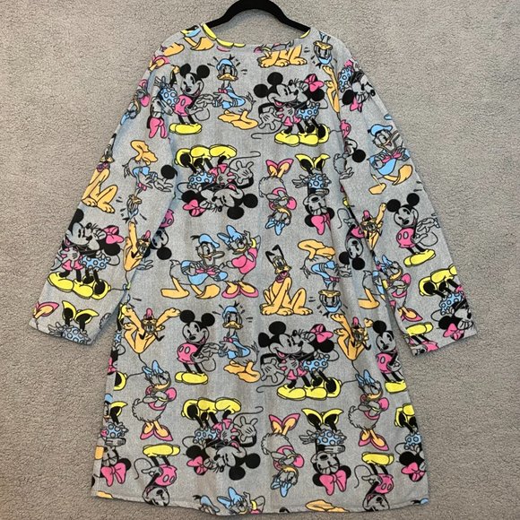 Disney Women's Fleece Nightgown Sleep Shirt Size 2XL Mickey Minnie Daffy Pluto - Picture 3 of 9